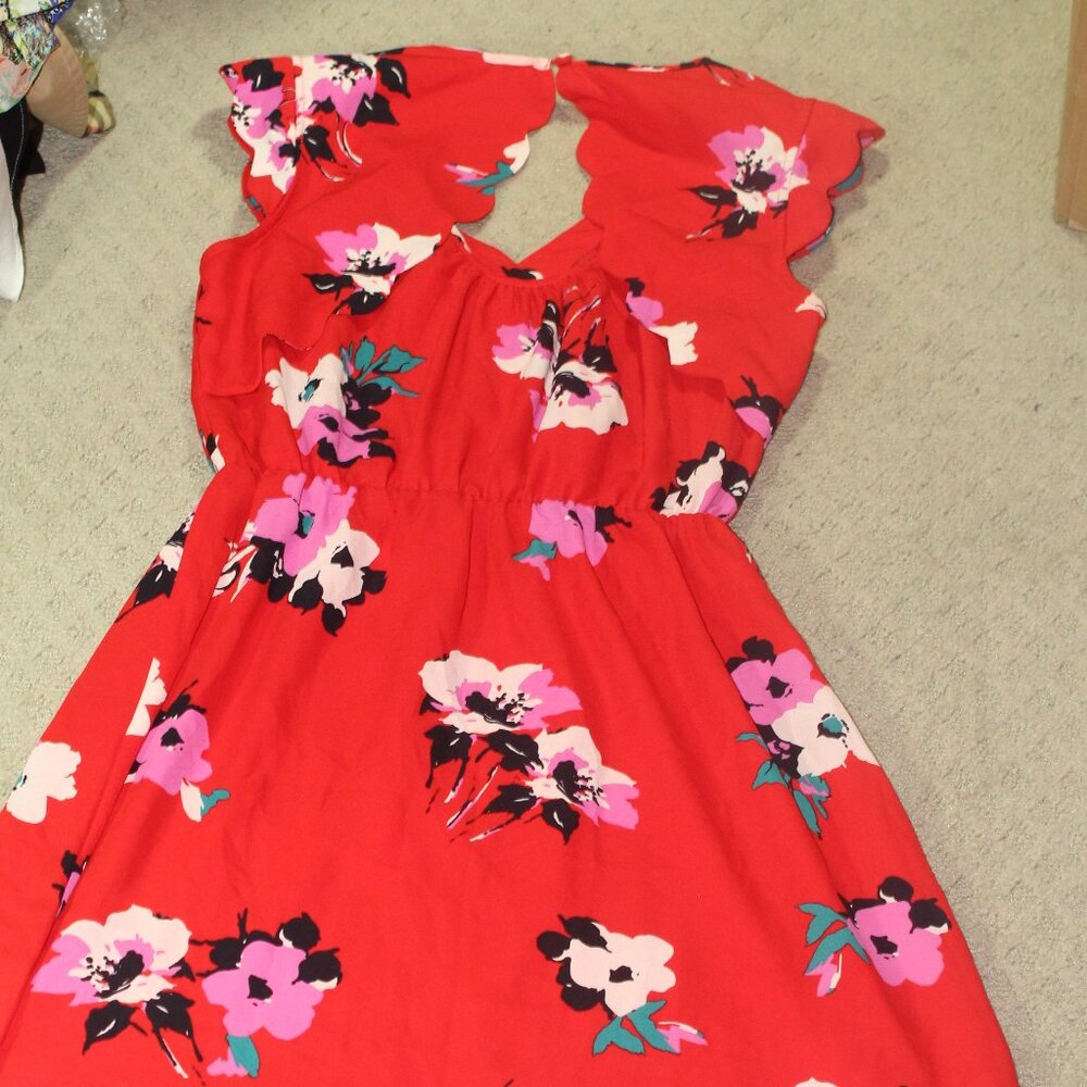41 Hawthorne Size S Red and Black Floral Dress - Picture 3 of 6